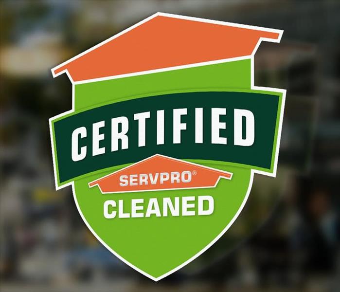 Certified: SERVPRO Cleaned sticker on commercial business window